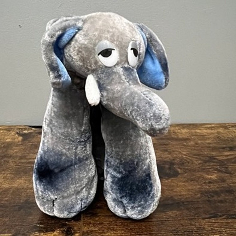 It's All Greek To Me Long Legged Elephant Plush Grey Blue Stuffed Animal Toy